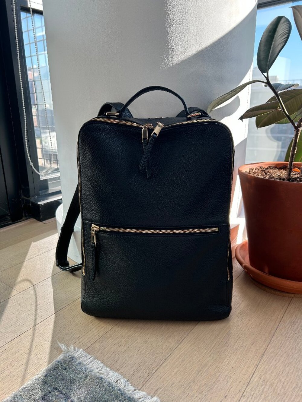 Quince Italian Leather Marlow Laptop Backpack - Black